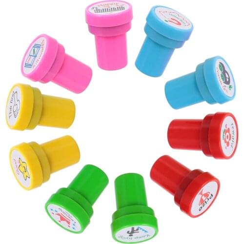 10pcs Motivation and Recognition Stamps Colorful Cartoon Teacher Stamps for Kids