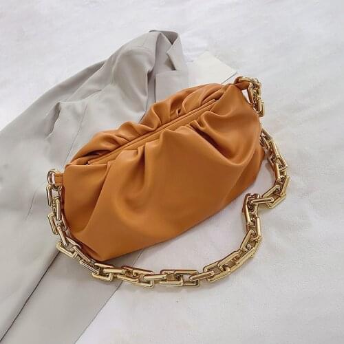 2021 Hot New Women Luxury Designer Cloud Clutch Bag Trendy Fashion Ladies Thick Chain Shoulder Bag Soft PU Women Handbag