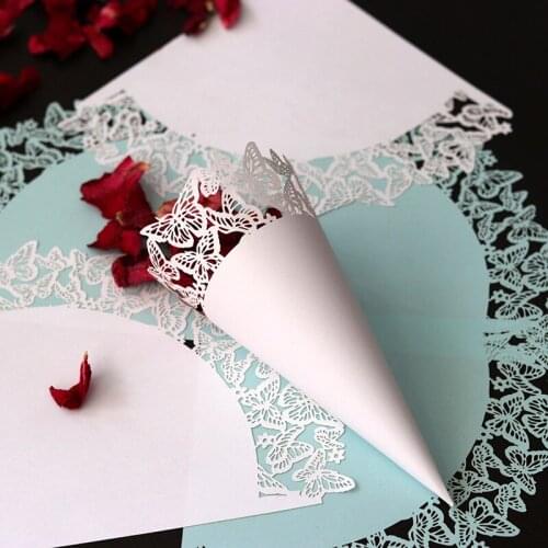 20pcs Wedding Confetti Diverse Lace Paper Petals Candy Placed Natural Candy Color Confetti Cones For Wedding Party Decoration