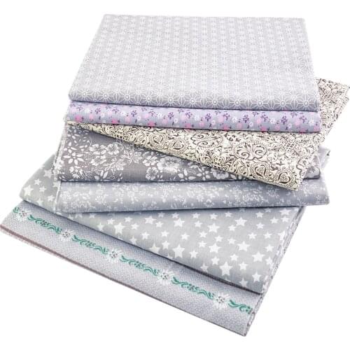 Booksew Grey Color Flower Printed 100% Cotton Plain Fabric Fat Quarter For sewing Handicrafts Patchwork Handbags Home Decoration