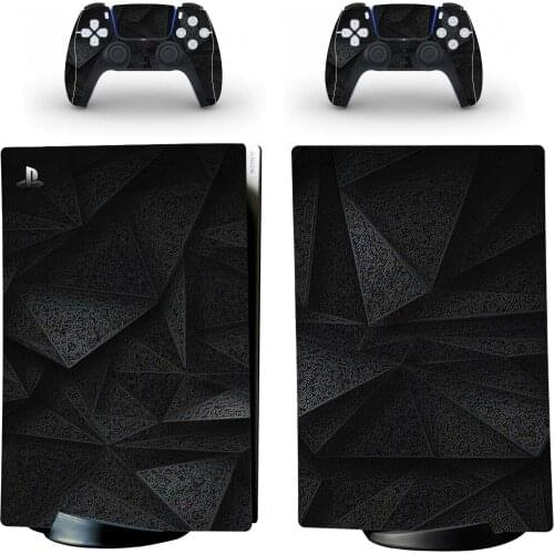 Black Color PS5 Digital Skin Sticker Decal Cover for PlayStation 5 Console and 2 Controllers PS5 Skin Sticker Vinyl