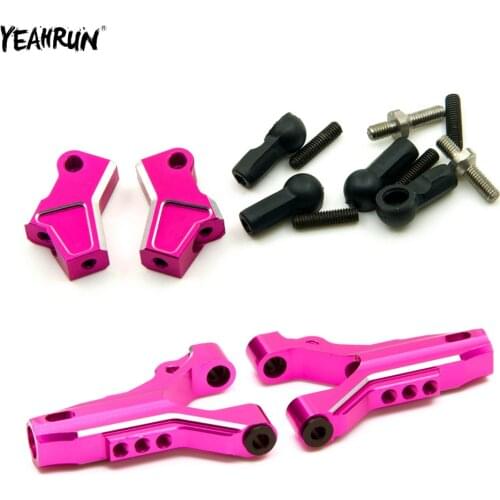 YEAHRUN Pink Metal Aluminum Front Upper Arm & Lower Arm Set For 3Racing Sakura D4 AWD Hop Up RC Car Upgrade Parts