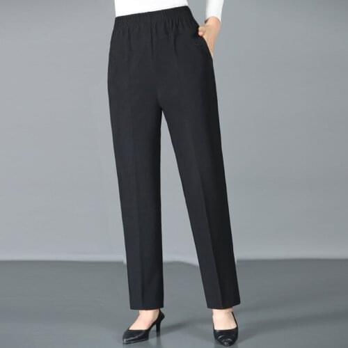 2021 Women Autumn Winter New Mom Casual Pants Female Middle-aged Straight Pants Ladies High Waist Loose Warm Trousers E482