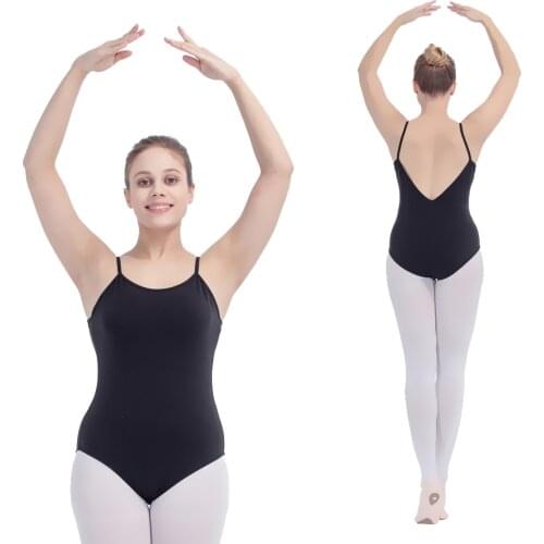 Black Cotton/Lycra Camisole Dance Leotard V Back Red Girls Ballet Dancewear Ladies Bodysuit Dancing Costume