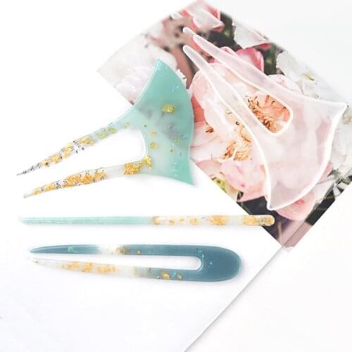 1Pc Classical Hair Clip UV Epoxy Resin Mold Headwear Silicone Mold For DIY Craft Jewelry Making Mold Hair Stick Casting Mould