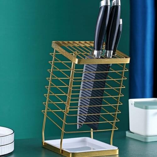 1pc Stainless Steel Inclined Knife Rack Floor-Standing Kitchen Knife Storage Rack Knife Holder Kitchen Organizer