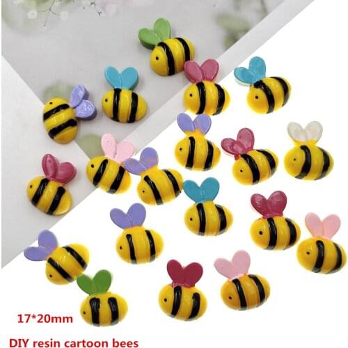 20pcs/lot DIY resin cartoon bees for kids hair clothes accessories resin cabochons resin charms