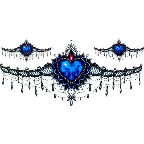 5pcs Necklace Waterproof Temporary Tattoos Men Sapphire Bracelets Henna Tattoo Sticker Tatoo Temporary For Women Tatuagem