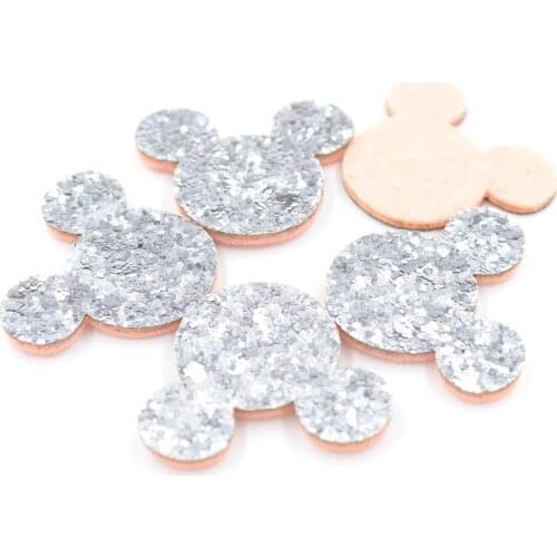 20Pcs Sequins Mouse Padded Applique for DIY Children Hair Accessories, Glitter Fabric Patches for Clothes Sewing Supplies