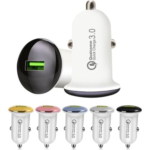 Quick Charge 3.0 Mini USB Car Charger 18W Fast Charging USB Car Adapter Auto Charging For iPhone Xiaomi Mobile Phones For MP3