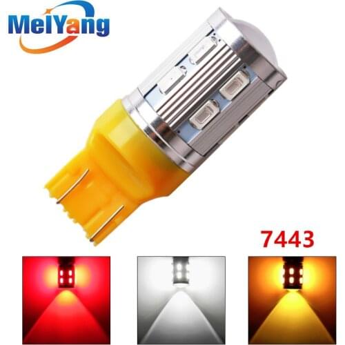 2pcs 7443 7440 Car LED bulbs 12 SMD 5730 W21/5W 5W High power XPE LED lamp Bulbs car light source parking Red White Yellow