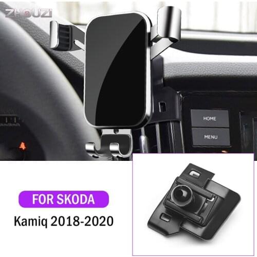 Car Mobile Phone Holder Clip Air Vent Mounts GPS Stand Gravity Navigation Bracket Car Accessories For Skoda Kamiq 2018 2019 2020
