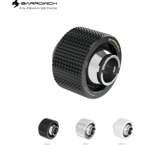 Barrowch G1/4 black/bright silver/white three-point 3/8"9.5*16MM thick tube finger-tight fitting FBHKN-3/8-THICK