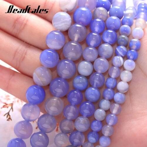 Natural Stone Crack Agate Beads Round Sky Blue Loose Beads For Jewelry DIY Making Bracelet Accessories 15" 6/8/10mm Beadtales
