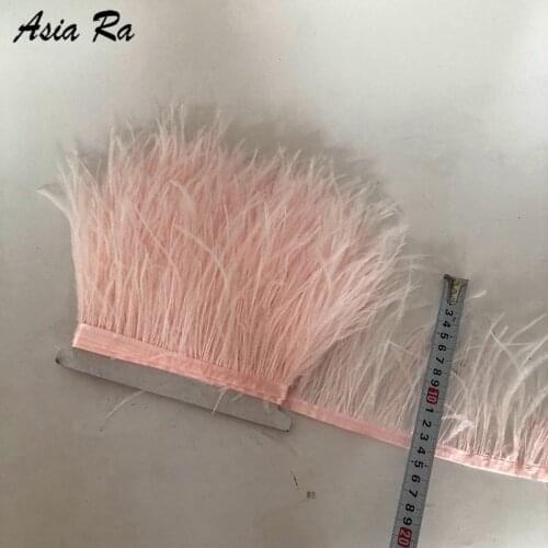 Asia Ra 10M Baby Pink Ostrich Feather Trims Width 4-6inch wedding feathers fringes strips for Skirt/Dress/Costume Decorations
