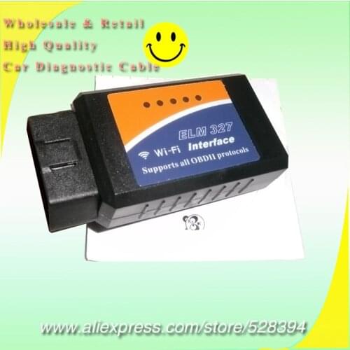 Wholesale WIFI OBD ELM 327 diagnostic adapter Wi-Fi ELM327 OBD 2 II Car Diagnostic Interface Scanner for iPhone iPad iPod
