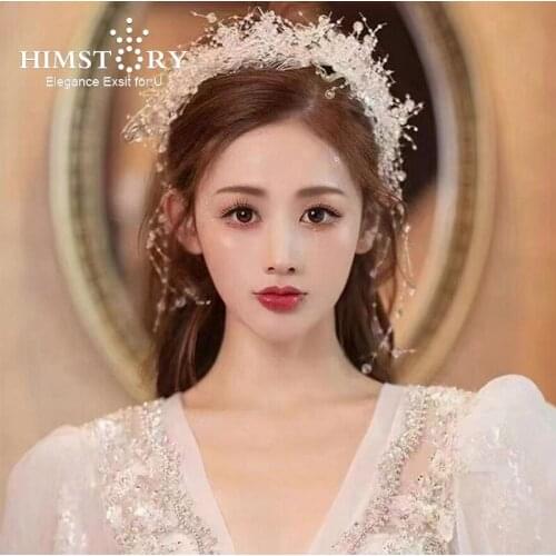 Himstory Wholesale Handmade Clear Crystal Hairband Girls Party Evening Dress Wedding Hair Accessories