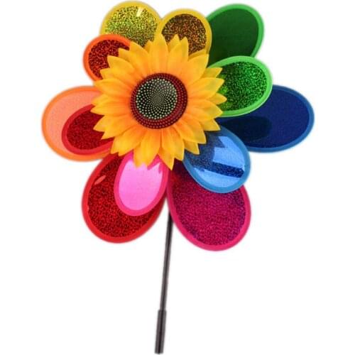 Colorful Sunflower Windmill Wind Spinner Whirligig Kids Toys Yard Garden Decor Wingsed easy to rotate beautiful Look
