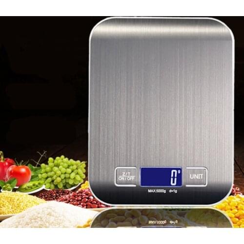 Stainless Steel Kitchen Scale Electronic Weighing Scales Measuring Tool Slim LCD Digital Electronic Weighing ScaleTare Function