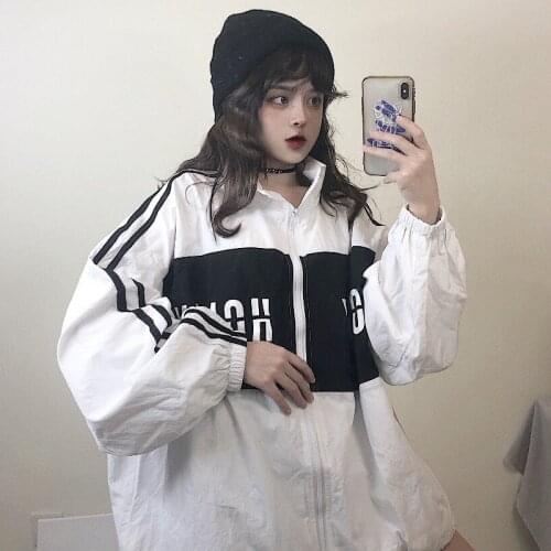 Womens Basic Hooded Jacket Patchwork Long Sleeve Clothing Multicolor Autumn Coat Female Casual Windbreaker