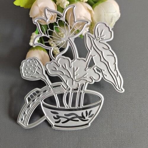 Lotus potted plant New Metal Steel Cutting Dies Stencils for Making Scrapbooking DIY Album Paper Cards Embossing Die