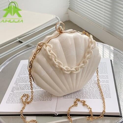 Fashion Shell Shaped Shoulder Bags for Women Chain Small Totes Messenger Bags Acrylic Crossbody Bags 2021 new Casual Handbags