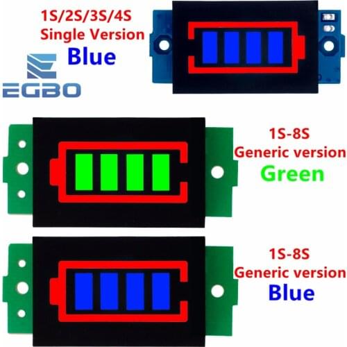 1S 2S 3S 4S Single 3.7V Lithium Battery Capacity Indicator Module 4.2V Blue Display Electric Vehicle Battery Power Tester Li-ion
