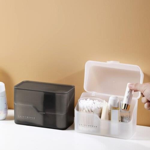 Desktop Cosmetic Storage Box With Lid Skin Care Products Brush Finishing Box Dressing Table Lipstick Rack