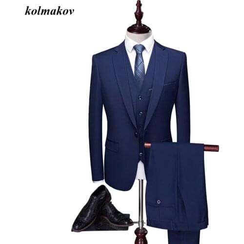 New Arrival Style Men High-end Boutique Formal Three-piece Suits High Quality Business Casual Mens Wedding Dress Size S-6XL