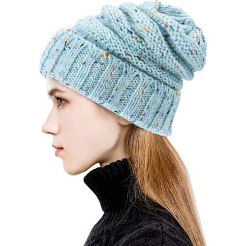 Beanies Woman Winter Knitted Woolen Hat Fashion Color Embellishment Girl Hat Skullies Heap Heap Cap Loose Casual Keep Warm