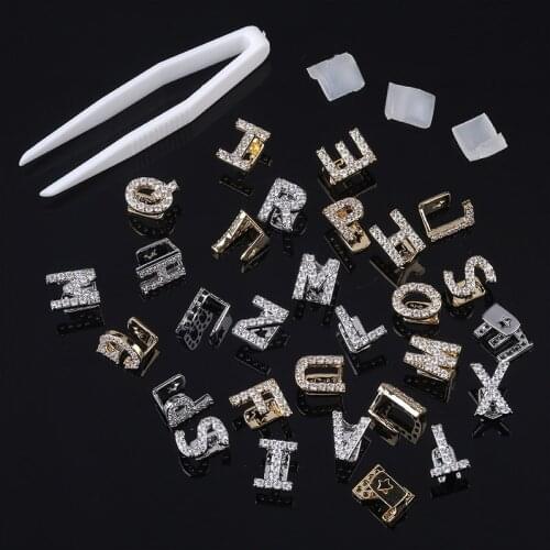 2021 New Alphabetic Diamond Braces Single Tooth Hip-hop Teeth