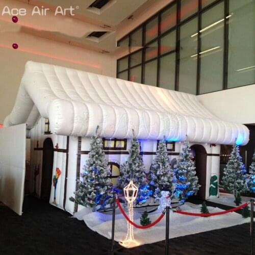Factory Directly Beautiful Xmas House Inflatable Lighting Christmas Snow Room With Printed Pattern Decoration For Sale