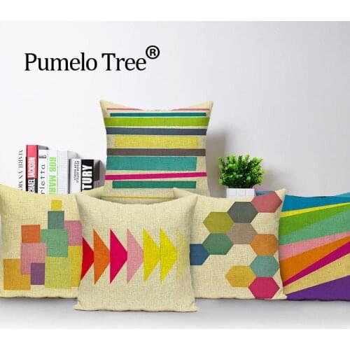 Colorful Arrow Geometric Pillow Cover Car Seat Cover 2018 New Cushion Cover Linen Decorative Cushion Covers Custom Throw Pillow