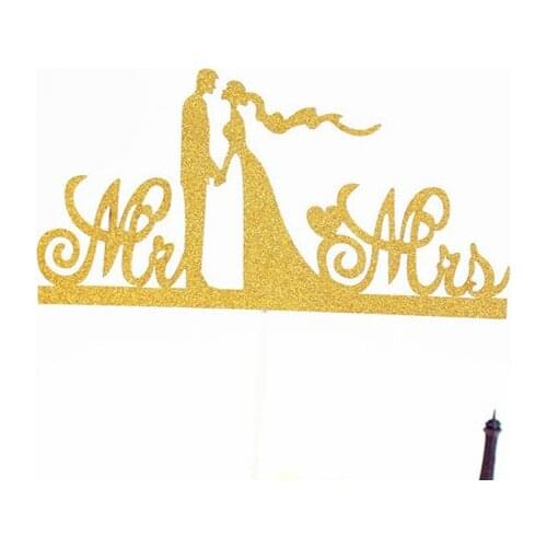 Multi Colors MR& MRS Love Wedding Cake Flag Topper Warm Cake Flags For Birthday Wedding Party New Years Cake Baking Decor