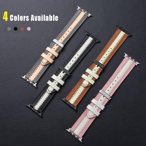 Strap For apple watch series 6 5 4 3 watchband Luminous+Leather bracelet iwatch band 42mm 38mm correa apple watch band 44mm 40mm