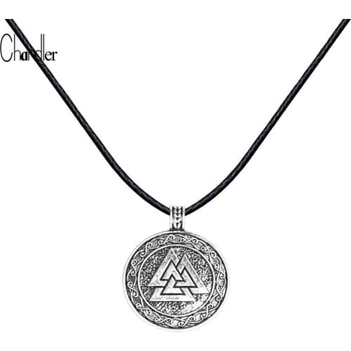 Chandler Valknut Scandinavian Pendant Necklace Copper Norse Viking Chockers Colier Classic Ethic Jewelry For Men Boys