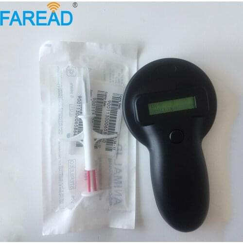 X80pcs ISO11784/5 FDX-B 1.4*8mm Animal Microchip Injector +x1pc 134.2KHz USB Animal RFID tag reader microchip scanner
