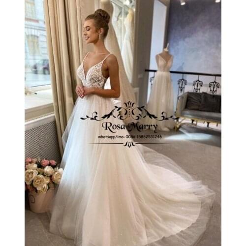 Modest Plus Size Boho Wedding Dresses 2021 A Line Sequins Beaded Vintage Lace Country Beach Tulle Vestido De Novia Bridal Gowns