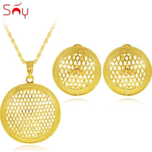 Sunny Jewelry Classic Jewelry Big Round Jewelry Sets For Women Necklace Earrings Pendant Dubai Jewelry Sets For Party Engagement