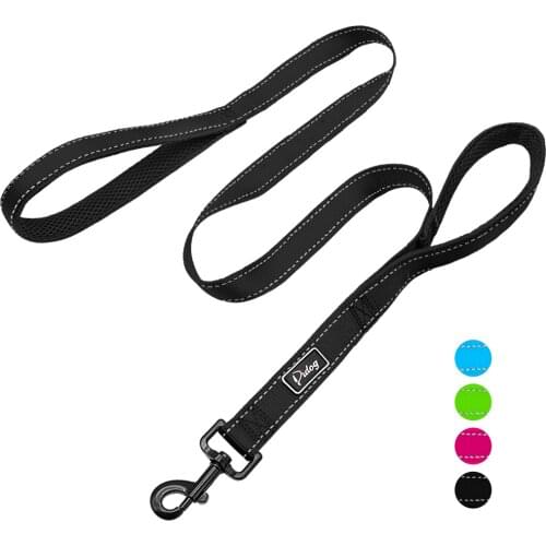 2 Handles Dog Leash Reflective Nylon Double Handle Traffic Dog Lead Belt For Medium Large Dogs Greater Control Safety Training