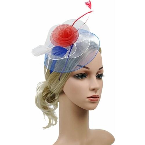 Fascinator Color Flower Hair Clip Hat Ladys Day Ascot Race Wedding Party Jewelry for Women Wedding Bridal Hair Accessories