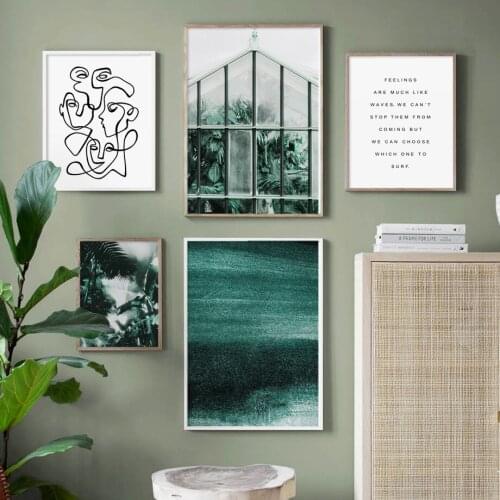 Green Leaves Window Fluid Art Quote Wall Art Canvas Painting Nordic Posters And Prints Plant Wall Pictures For Living Room Decor