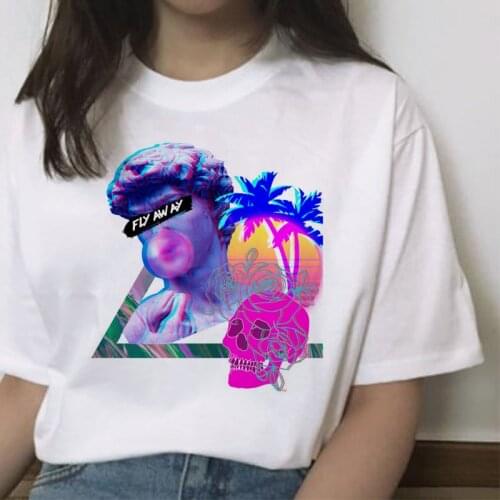 Woman T Shirt Vaporwave Aesthet Printed Cartoon Cute Top Ladies Clothing Kawaii Female Korean Tshirt Summer Femme T Shirt