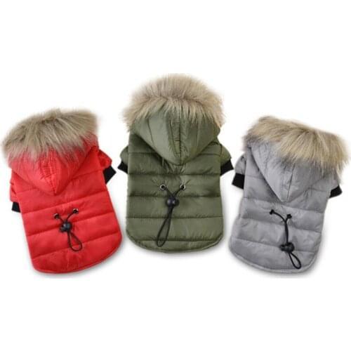 Winter Dog Clothes Luxury Fur Pet Puppy Down Coat Jacket for Small Dogs Cats Doggie Suit with Adjustable Belt & Windproof Hood