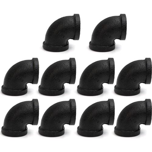 10 pcs of 3/4 Inch Black Anti-Rust Malleable Iron NPT Threaded 90 Elbow With Best Quality