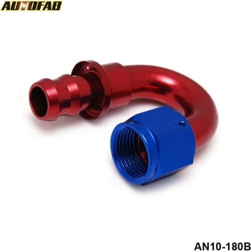 10pcs/lot 10AN AN10 180 Degree Aluminum Hose End Fitting Oil Fuel Line Adapter Push On AF-AN10-180B
