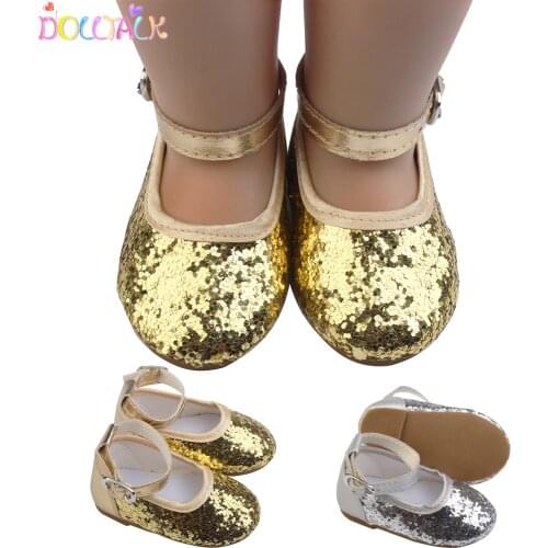 2 Colors Delicate Sequin Princess Shoes Doll Shoes Wear For 43 cm New Baby Reborn Dolls Toys For Girls 1/3 BDJ &Blyth Dolls