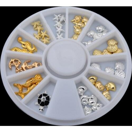 200pcs 3D Marine Life Nail Rhinestone Metal Animals Decal Rivet Studs DIY Design Alloy Nail Art Decoration DHL