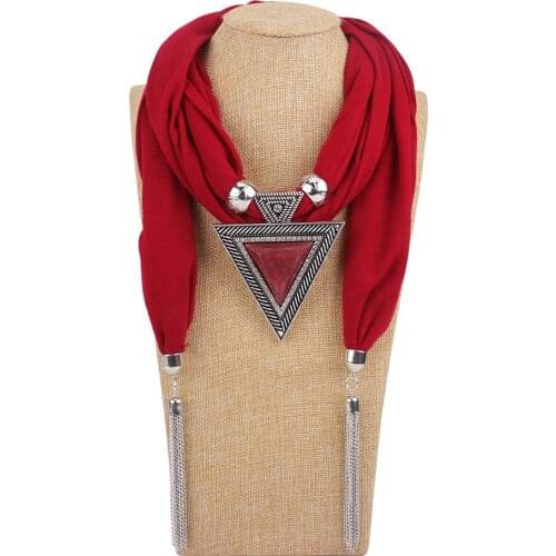 2020 Exaggerated Geometric Triangle Pendant Scarf necklace women fashion jewelry accessories female necklace scarf muslim hijab