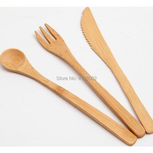 3Pcs/Set Eco-friendly Japanese Portable Cutlery Set Bamboo Dinnerware Set Knife Fork Dinner Tableware Set